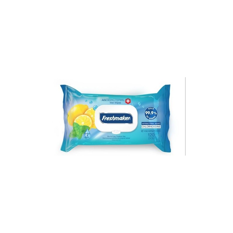 Antibakteriální vlhčené ubrousky - citron - 120 ks - Freshmaker