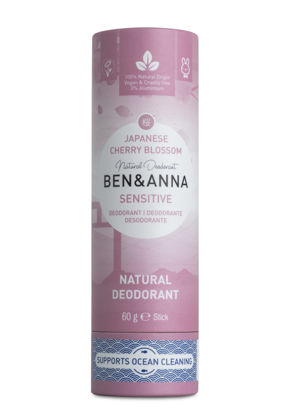 Sensitive Prírodný dezodorant v papierovej tube BEN&ANNA, 60g – Japanese Cherry 