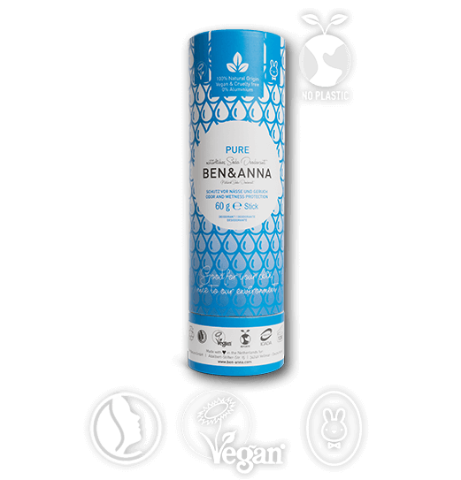 Prírodný dezodorant v papierovej tube BEN&ANNA, 60g – Pure