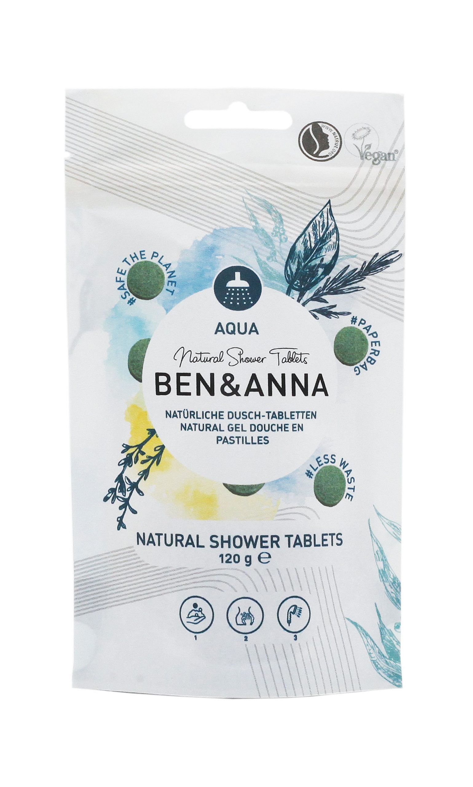 Sprchový gél BEN&ANNA tablety, 120g – Aqua