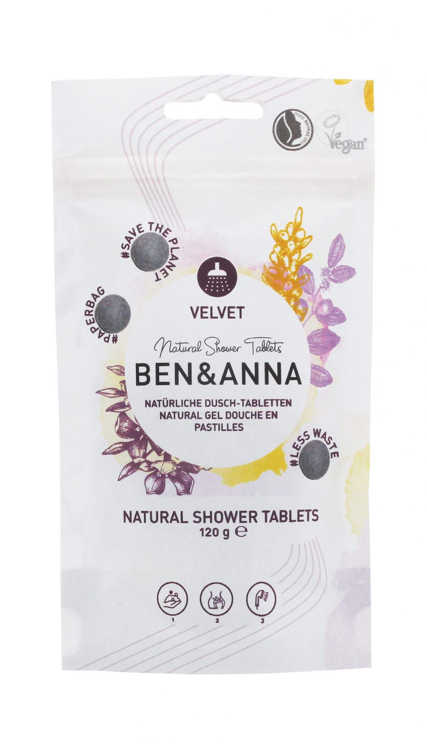 Sprchový gél BEN&ANNA tablety, 120g – Velvet